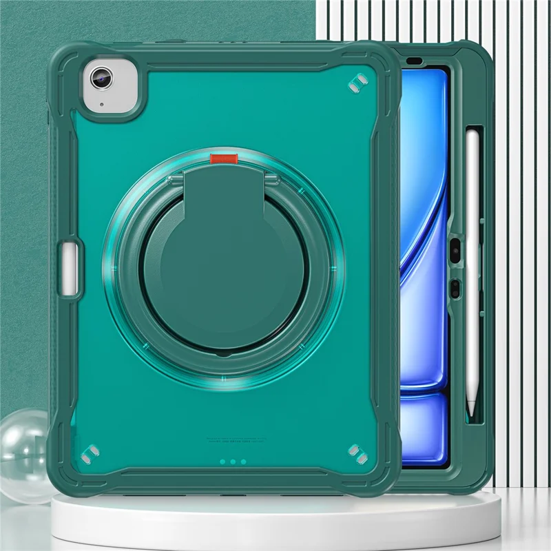 For iPad Air 11 (2025) / (2024) / Air (2022) / (2020) / Pro 11 (2022) / (2021) / (2020) / (2018) Case Rotary Kickstand Tablet Cover - Midnight Green