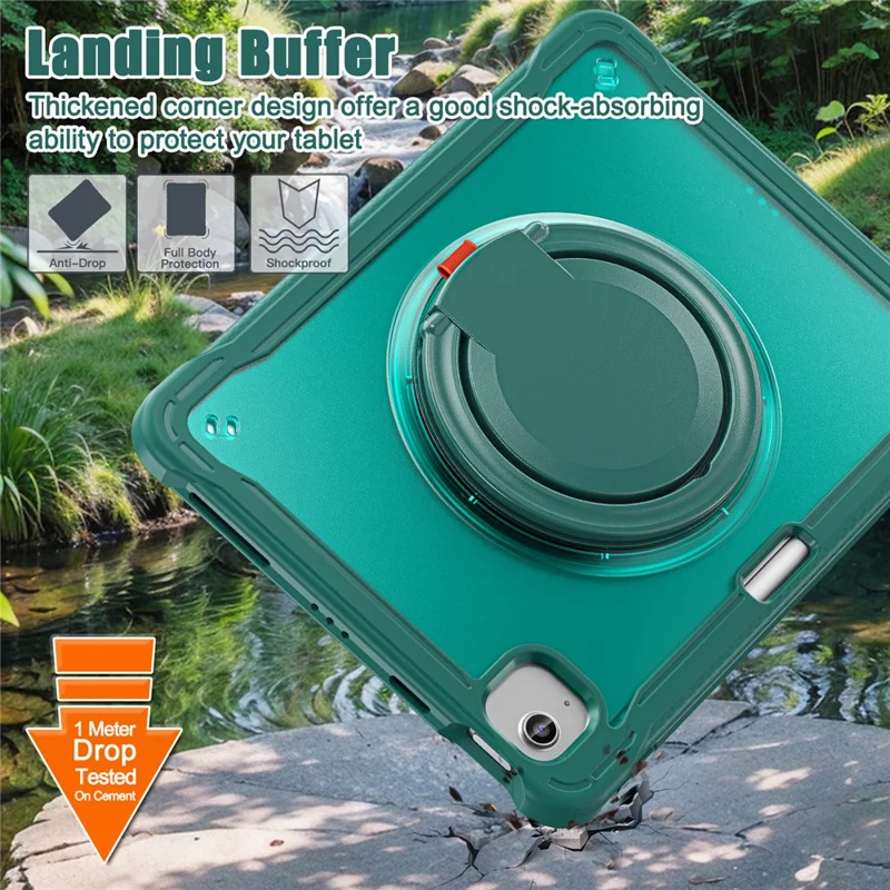 For iPad Air 11 (2025) / (2024) / Air (2022) / (2020) / Pro 11 (2022) / (2021) / (2020) / (2018) Case Rotary Kickstand Tablet Cover - Midnight Green