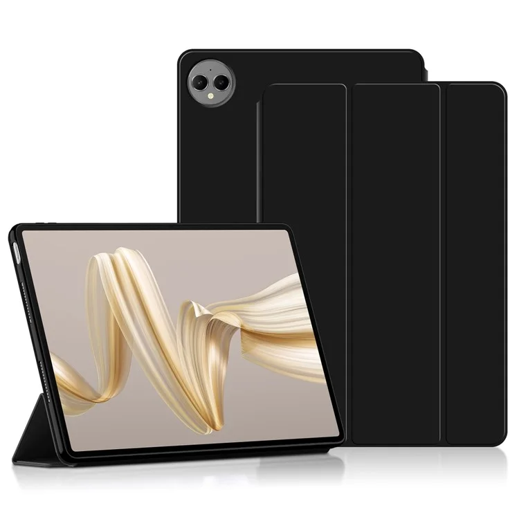Для Huawei Matepad Pro 12.2 (2024) Case pu Кожа TPU TPU Триполд Триполд Крышка Таблетки - Черный