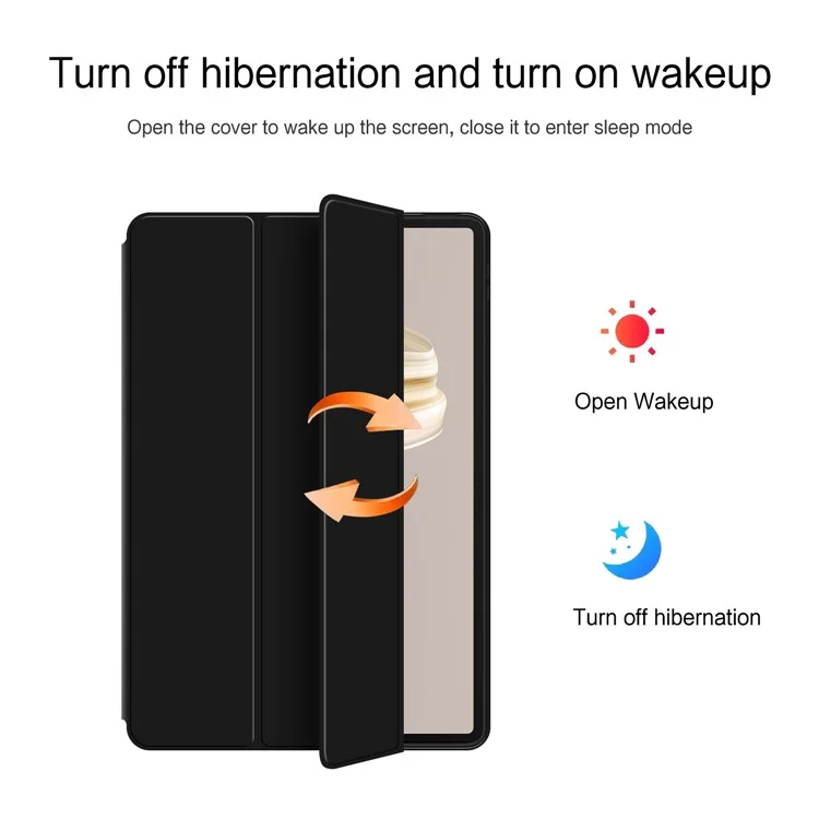 Для Huawei Matepad Pro 12.2 (2024) Case pu Кожа TPU TPU Триполд Триполд Крышка Таблетки - Черный