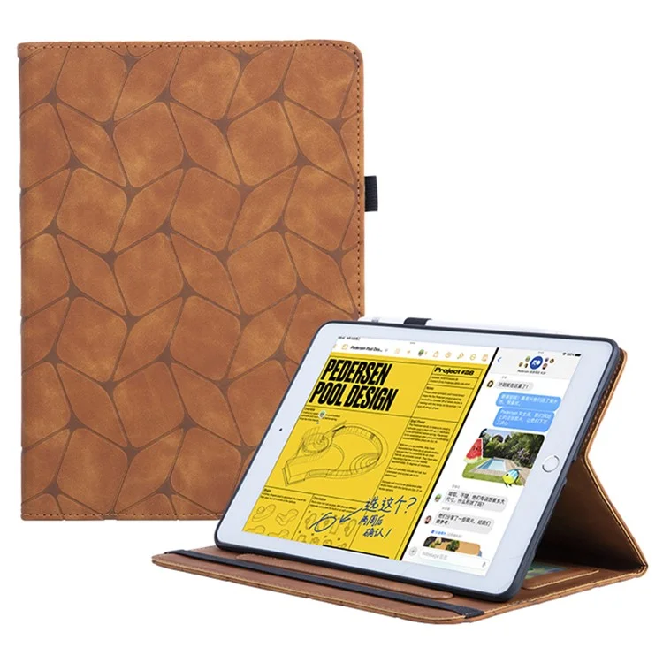 para ipad 10.2 (2021) /(2020) /(2019) / ipad air 10.5 pulgadas (2019) case pu patrón de cuero cubierta con ranuras para tarjetas - marrón