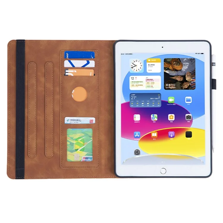 para ipad 10.2 (2021) /(2020) /(2019) / ipad air 10.5 pulgadas (2019) case pu patrón de cuero cubierta con ranuras para tarjetas - marrón
