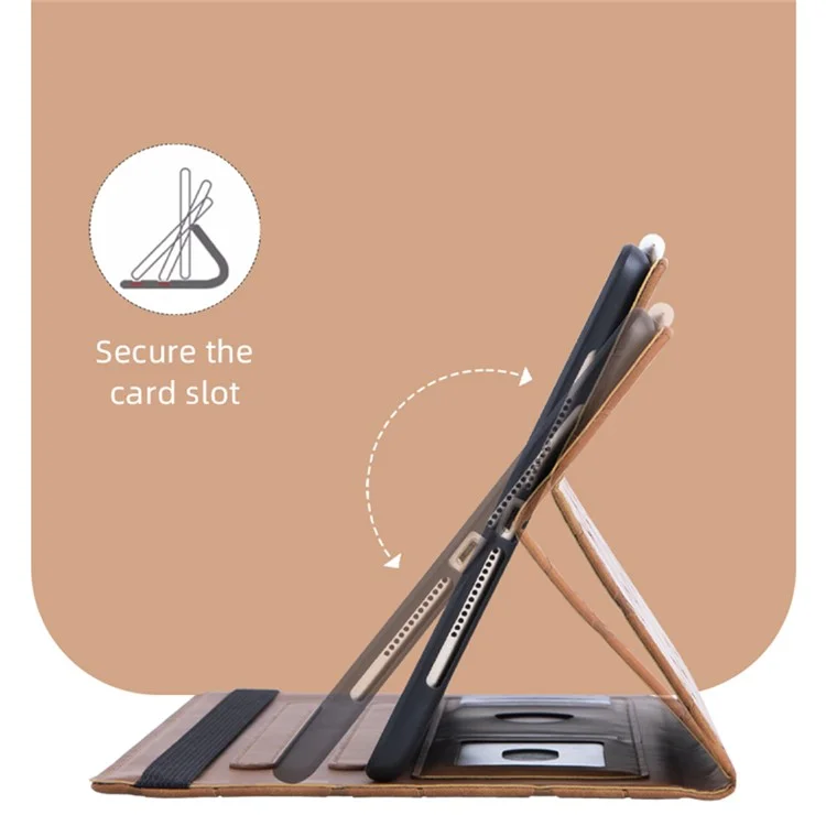 para ipad 10.2 (2021) /(2020) /(2019) / ipad air 10.5 pulgadas (2019) case pu patrón de cuero cubierta con ranuras para tarjetas - marrón