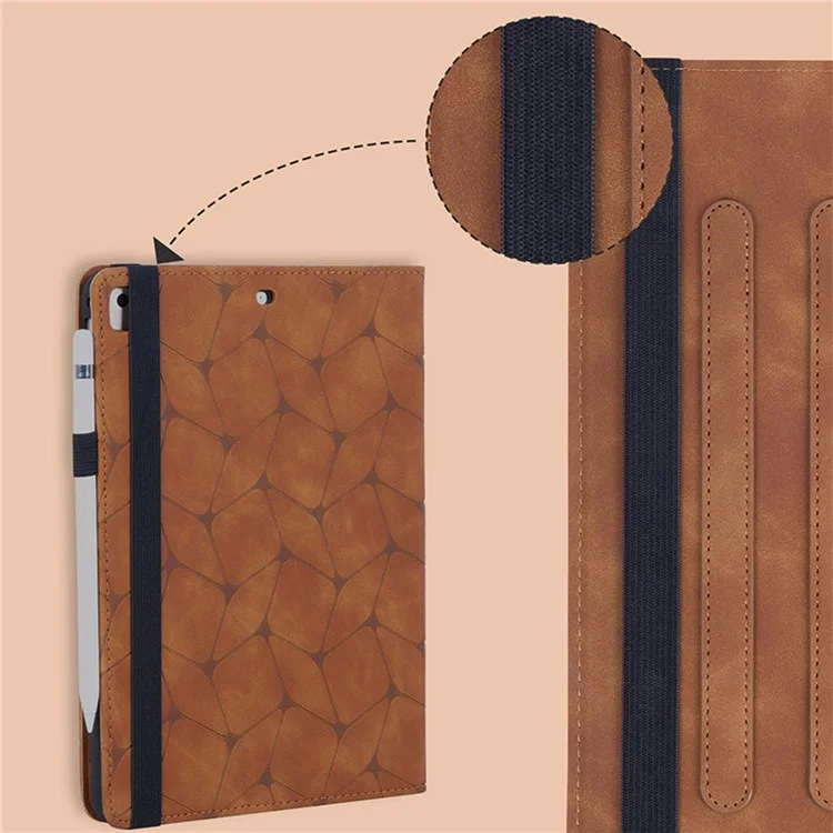 para ipad 10.2 (2021) /(2020) /(2019) / ipad air 10.5 pulgadas (2019) case pu patrón de cuero cubierta con ranuras para tarjetas - marrón