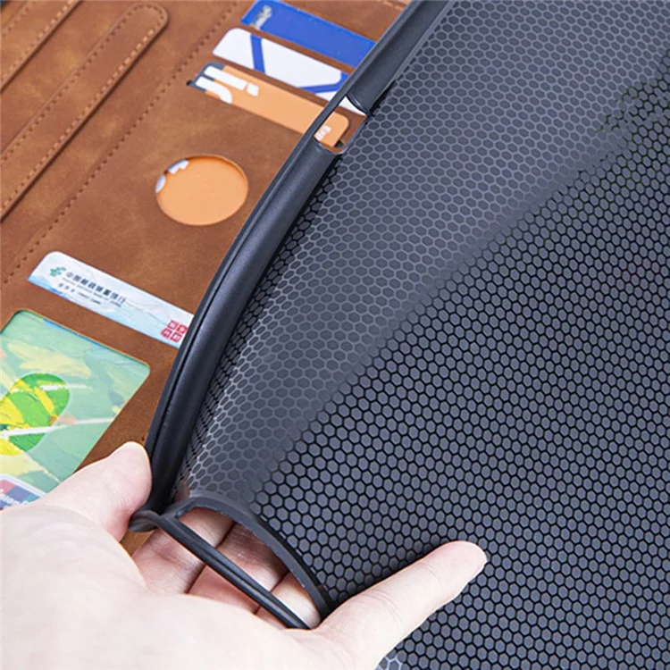 para ipad 10.2 (2021) /(2020) /(2019) / ipad air 10.5 pulgadas (2019) case pu patrón de cuero cubierta con ranuras para tarjetas - marrón