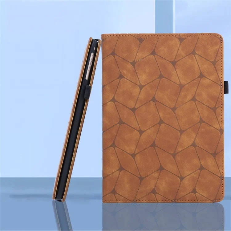 para ipad 10.2 (2021) /(2020) /(2019) / ipad air 10.5 pulgadas (2019) case pu patrón de cuero cubierta con ranuras para tarjetas - marrón