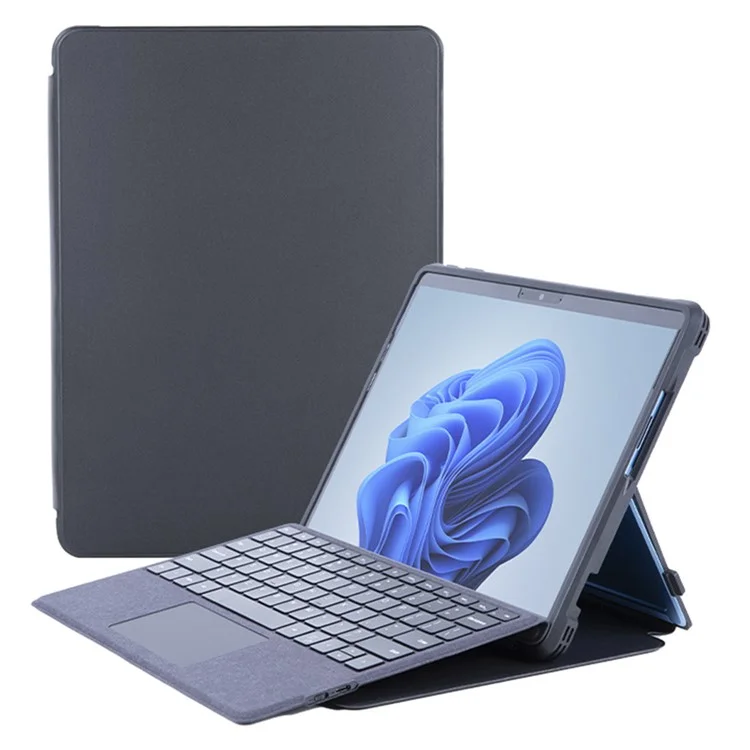 Чехол для Microsoft Surface Pro 11 / 10 / 9 из кожзаменителя, акрила и ТПУ - черный