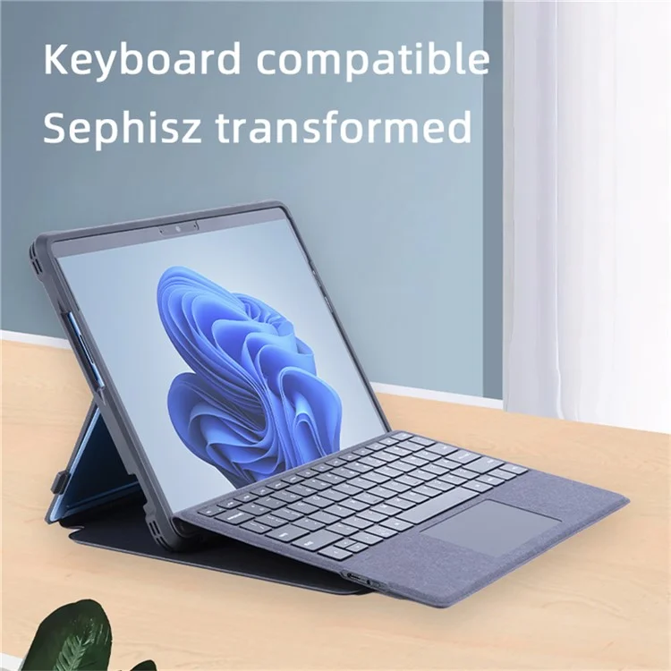 Чехол для Microsoft Surface Pro 11 / 10 / 9 из кожзаменителя, акрила и ТПУ - черный