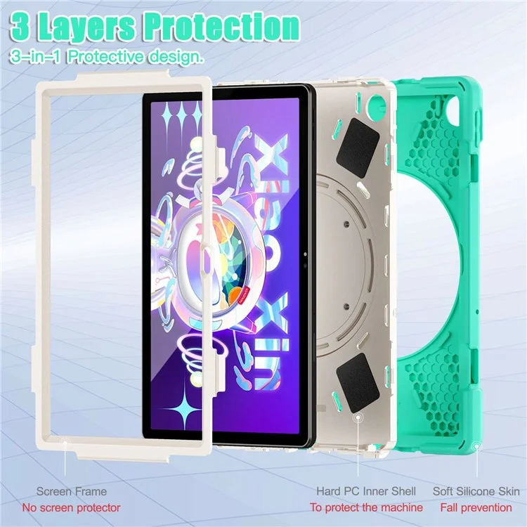 Pour Lenovo Tab M10 Plus (Gen 3) Tb-125f / Tb-128f PC + Silicone Anti-drop Case Anti-wear Anti-shock Couver - Menthe Verte
