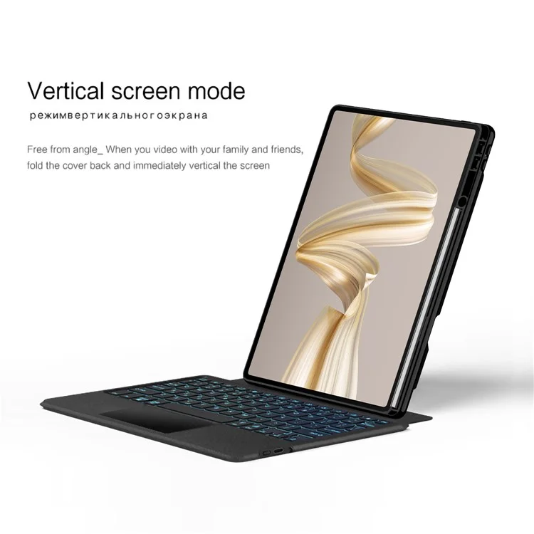Para Huawei MatePad Pro 12.2 (2024) Case de Cuero + Teclado Bluetooth Con Pistas de Luz de Fondo