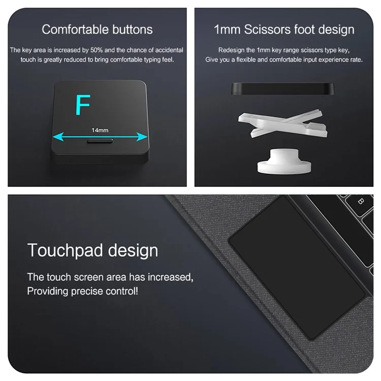 For vivo Pad3 Leather Case + Bluetooth-compatible Keyboard with Backlight Trackpad