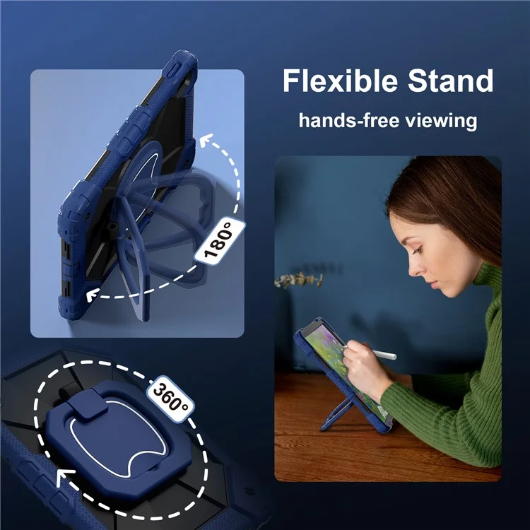 Per Huawei MatePad SE 11 Kickstand Case Silicone+PC Tablet Cover - Navy Blue / Black