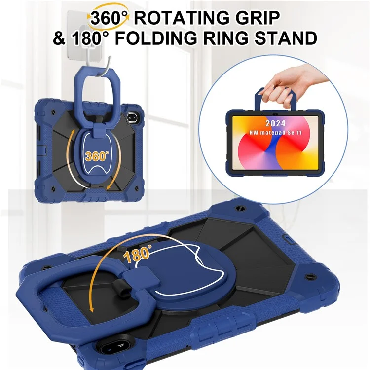 Per Huawei MatePad SE 11 Kickstand Case Silicone+PC Tablet Cover - Navy Blue / Black