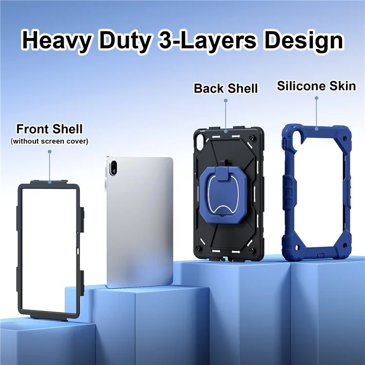 Per Huawei MatePad SE 11 Kickstand Case Silicone+PC Tablet Cover - Navy Blue / Black