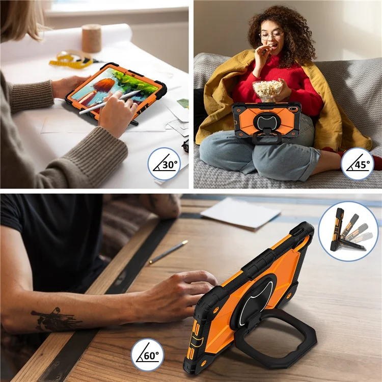For Huawei MatePad SE 11 Kickstand Case Silicone+PC Tablet Cover - Black / Orange