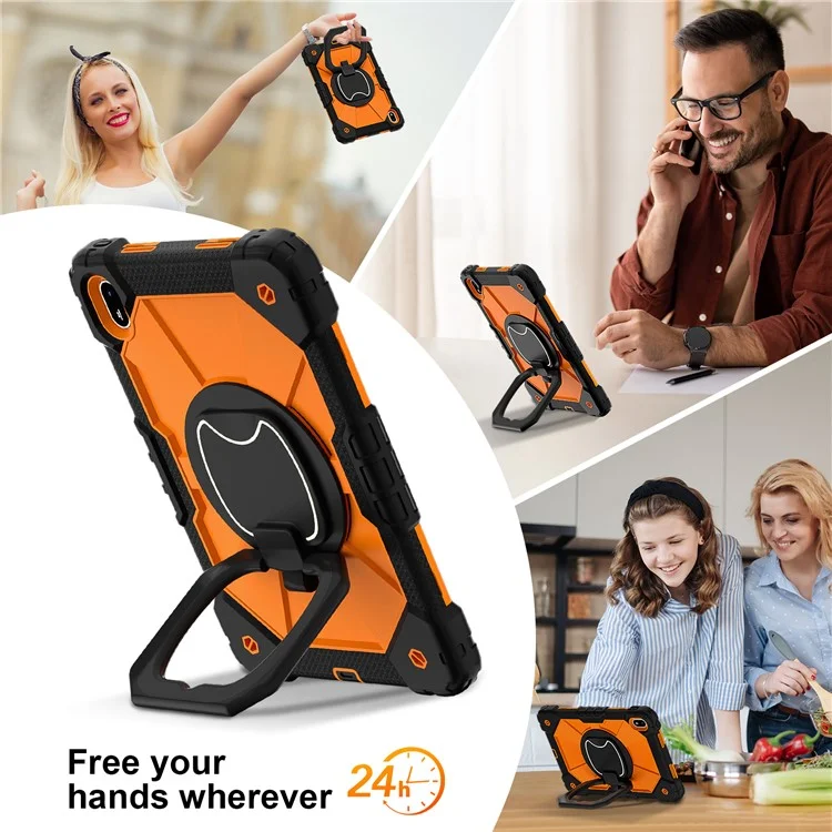 For Huawei MatePad SE 11 Kickstand Case Silicone+PC Tablet Cover - Black / Orange