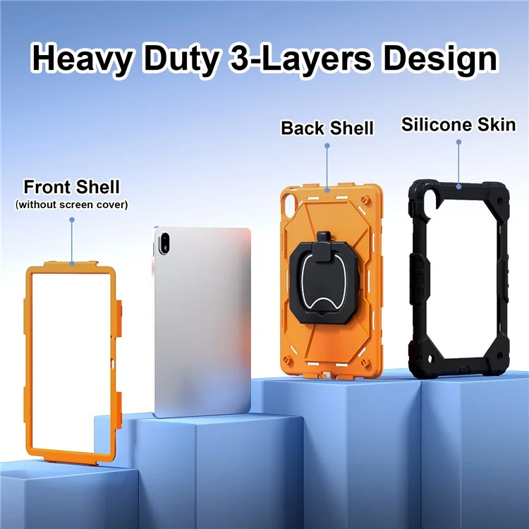 For Huawei MatePad SE 11 Kickstand Case Silicone+PC Tablet Cover - Black / Orange