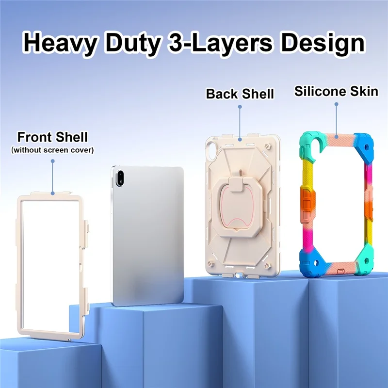 For Huawei MatePad SE 11 Kickstand Case Silicone+PC Tablet Cover - Colorful / Blue