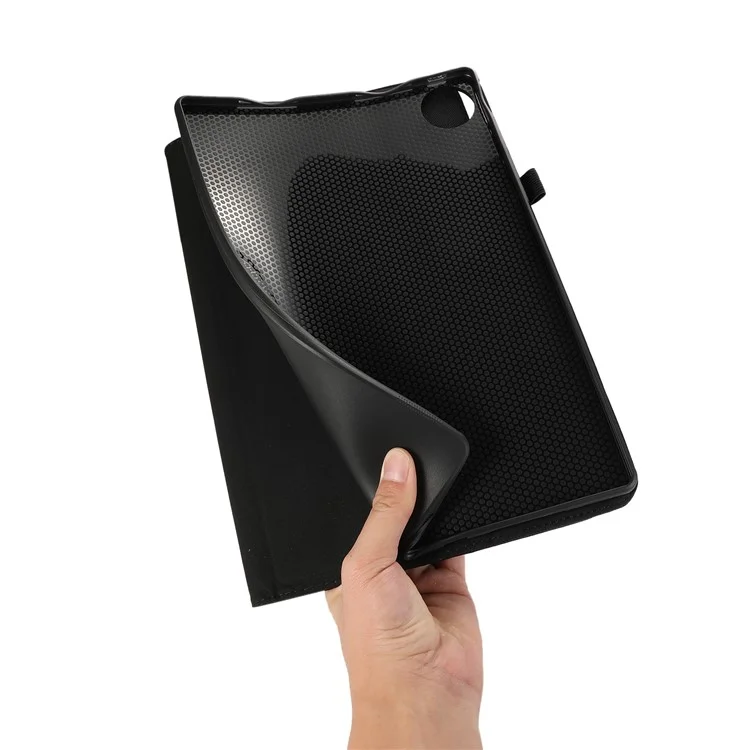 Чехол для Huawei MatePad Pro 12.2 (2024) из искусственной кожи с держателем для карт, тканевой текстурой и подставкой для планшета - черный