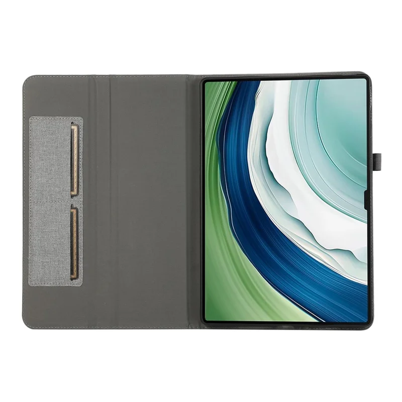 For Huawei MatePad Pro 12.2 (2024) Leather Case Card Holder Cloth Texture Tablet Stand Cover - Grey