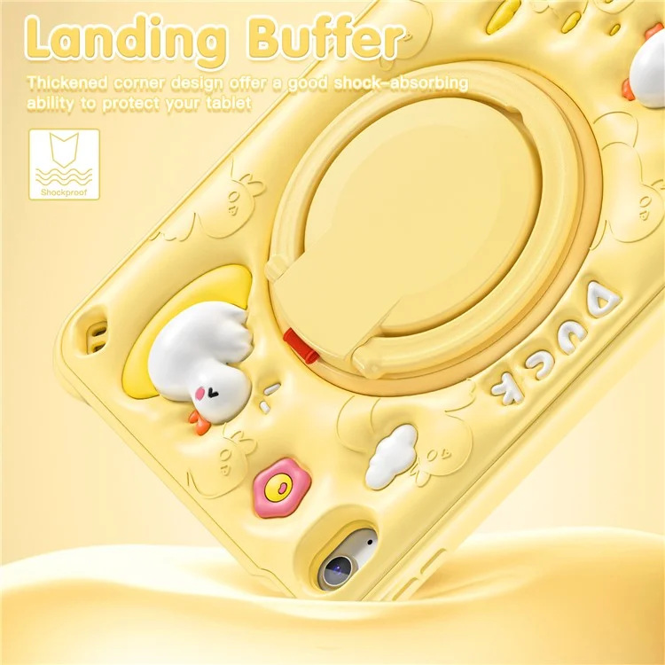 For iPad (2025) / 10.9 (2022) Case Cartoon Duck Kickstand PC+Silicone+TPU Tablet Cover