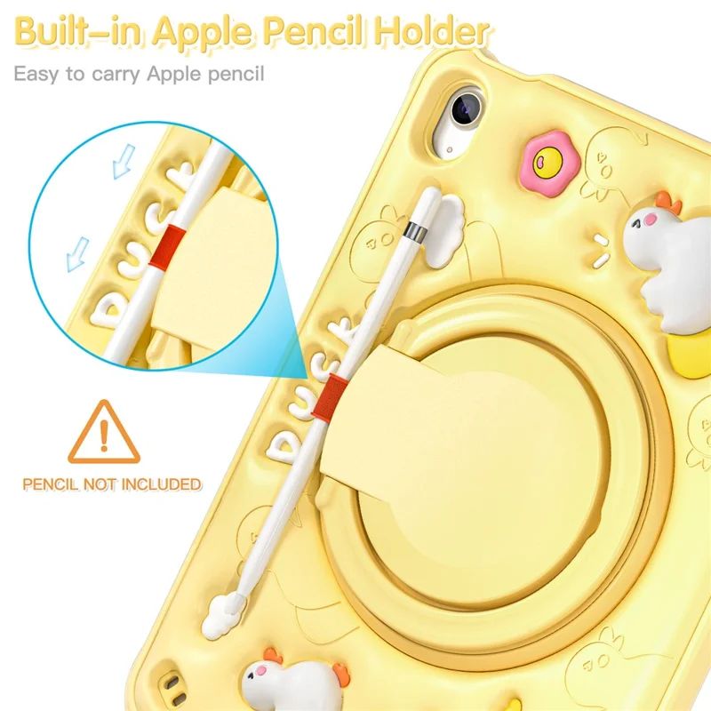 For iPad (2025) / 10.9 (2022) Case Cartoon Duck Kickstand PC+Silicone+TPU Tablet Cover