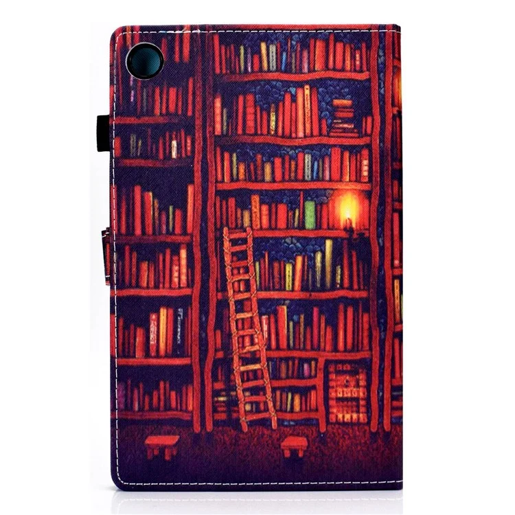 Étui à Tablette de Support en Cuir PU Pour Lenovo Tab M10 Plus (Gen 3), Couvre du Support D'impression de Motif de Couture - Étagère à Livres