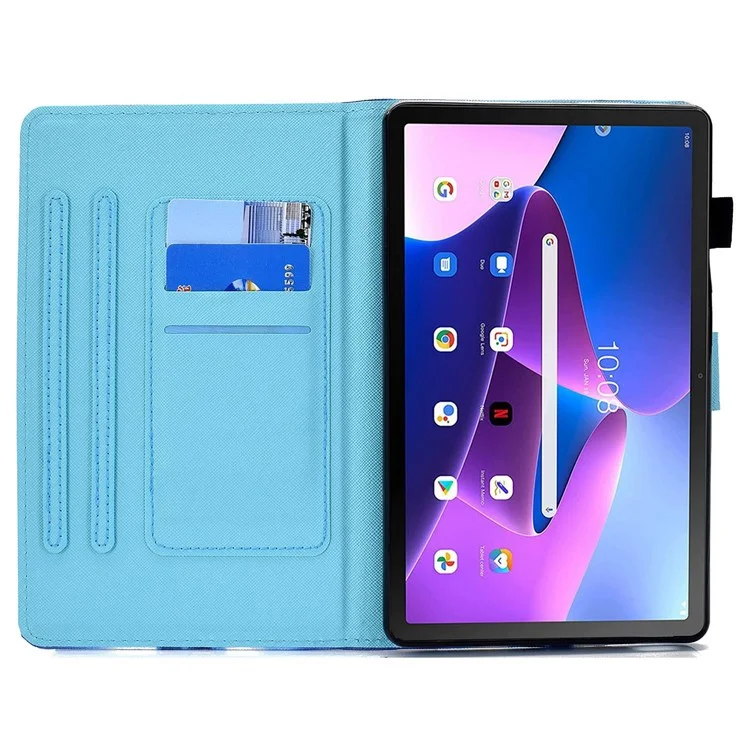 Étui à Tablette de Support en Cuir PU Pour Lenovo Tab M10 Plus (Gen 3), Couvre du Support D'impression de Motif de Couture - Étagère à Livres