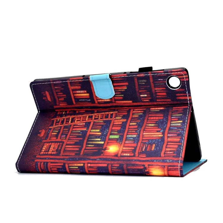 Étui à Tablette de Support en Cuir PU Pour Lenovo Tab M10 Plus (Gen 3), Couvre du Support D'impression de Motif de Couture - Étagère à Livres