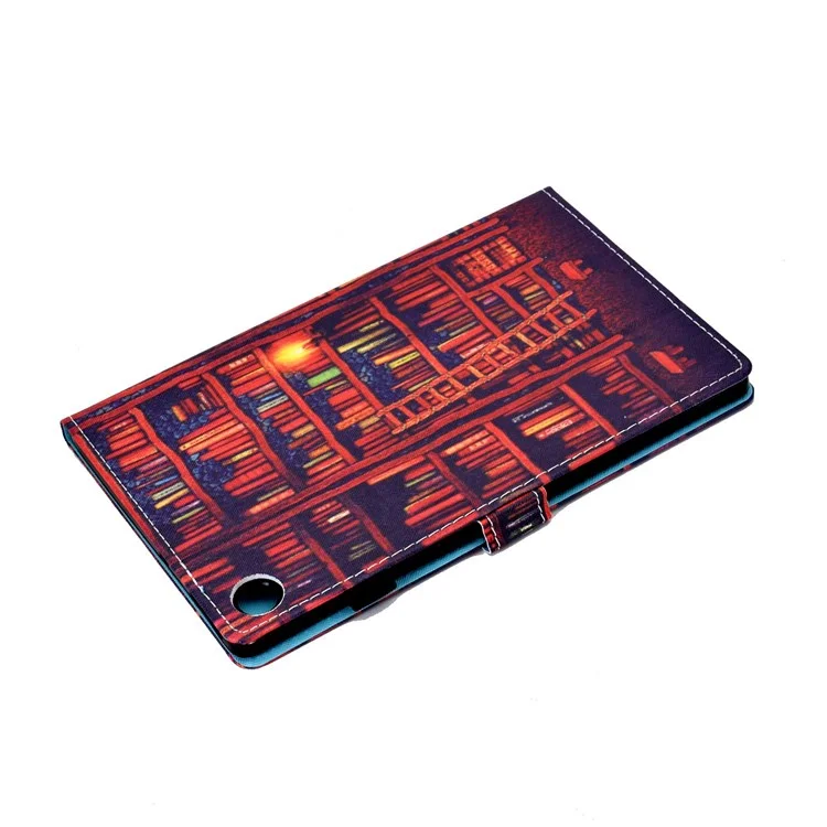 Étui à Tablette de Support en Cuir PU Pour Lenovo Tab M10 Plus (Gen 3), Couvre du Support D'impression de Motif de Couture - Étagère à Livres