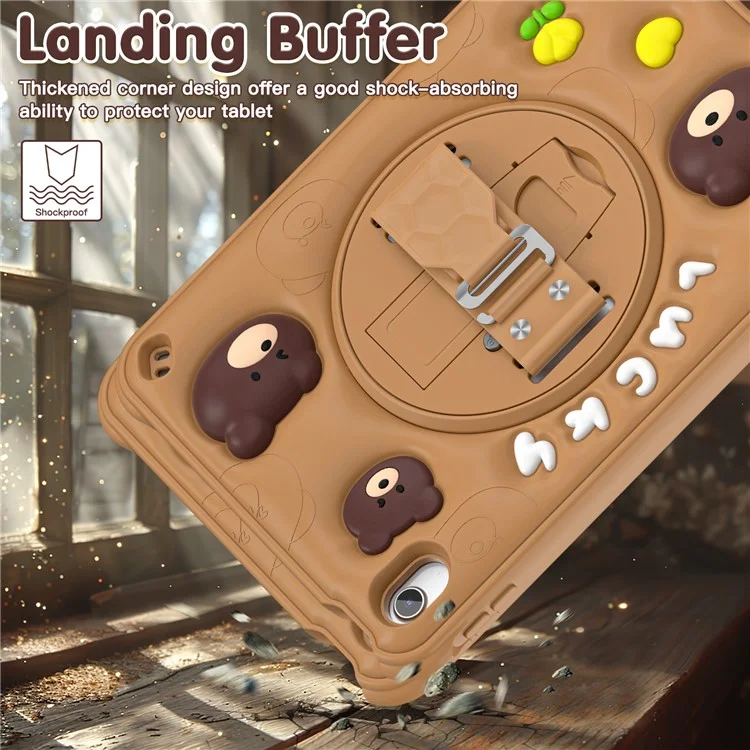For iPad (2025) / 10.9 (2022) Case Bear Pattern PC+Silicone+TPU Kickstand Tablet Cover
