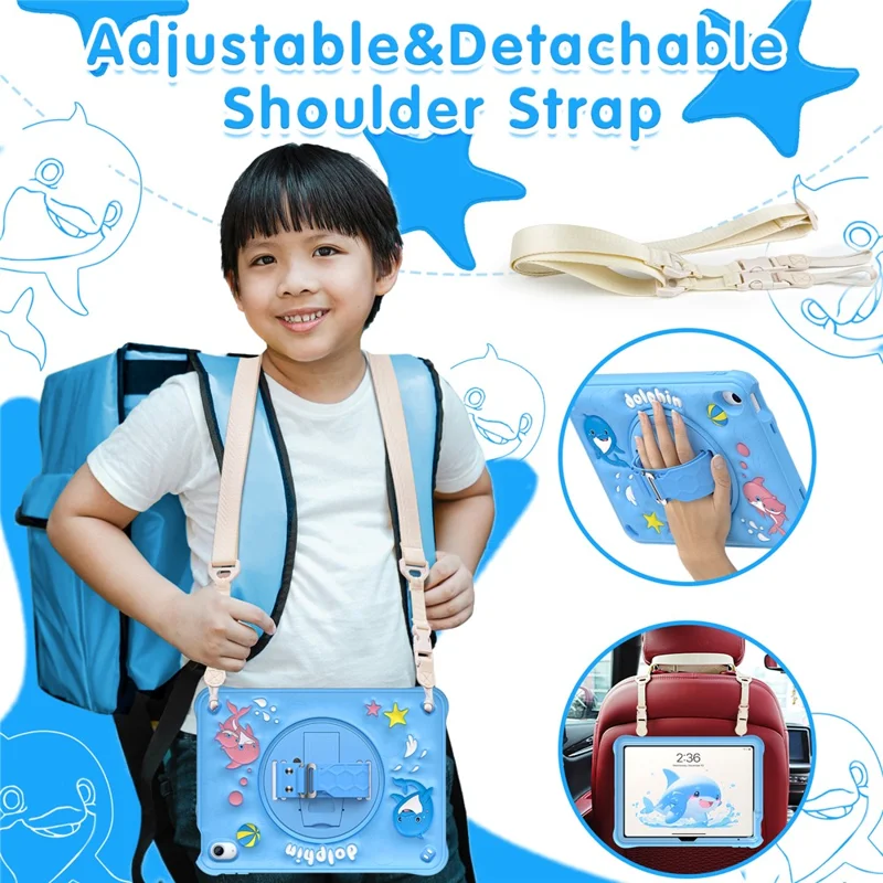 Para Ipad 10.9 (2022), Com Alça de Ombro Pc+silicone+tpu Tampa de Golfinho Fofo