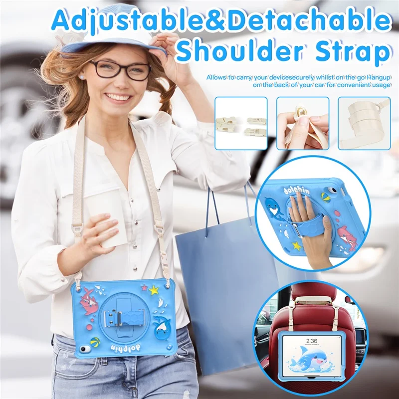 Para Ipad 10.9 (2022), Com Alça de Ombro Pc+silicone+tpu Tampa de Golfinho Fofo