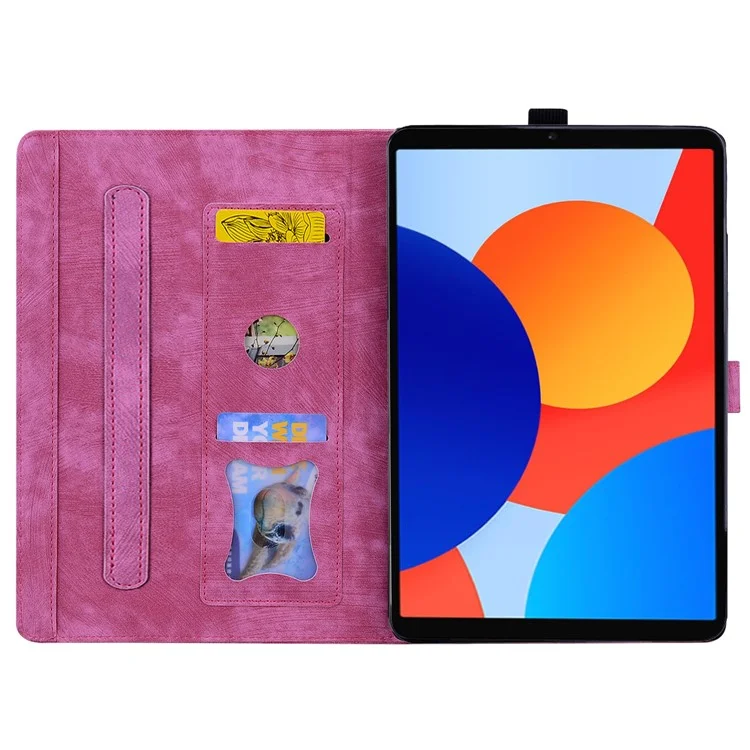 Pour Xiaomi Redmi Pad SE 4G 8,7 Pouces Cartes de Cartes en Cuir Comprimé en Cuir Stand de Fleur Folio Chat Fleur - Rose