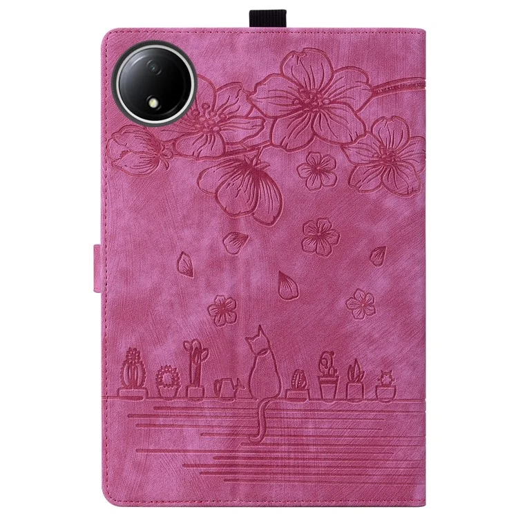 Pour Xiaomi Redmi Pad SE 4G 8,7 Pouces Cartes de Cartes en Cuir Comprimé en Cuir Stand de Fleur Folio Chat Fleur - Rose