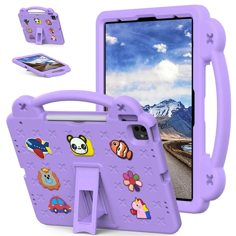 für ipad pro 13 (2024) / luft 13 (2024) / ipad pro 12.9 (2022) /(2021) /(2020) /(2018) fall kinder eva tablet cover - lila