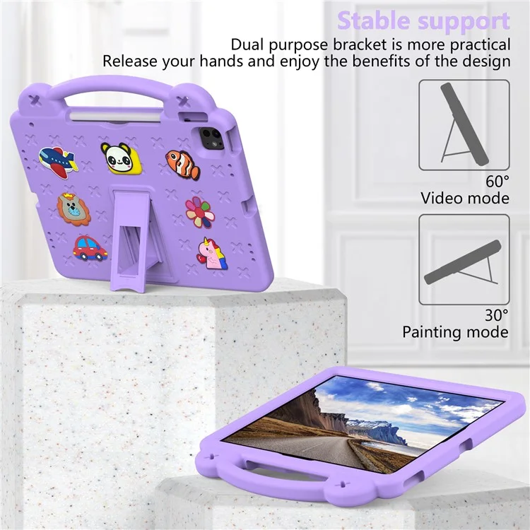 für ipad pro 13 (2024) / luft 13 (2024) / ipad pro 12.9 (2022) /(2021) /(2020) /(2018) fall kinder eva tablet cover - lila