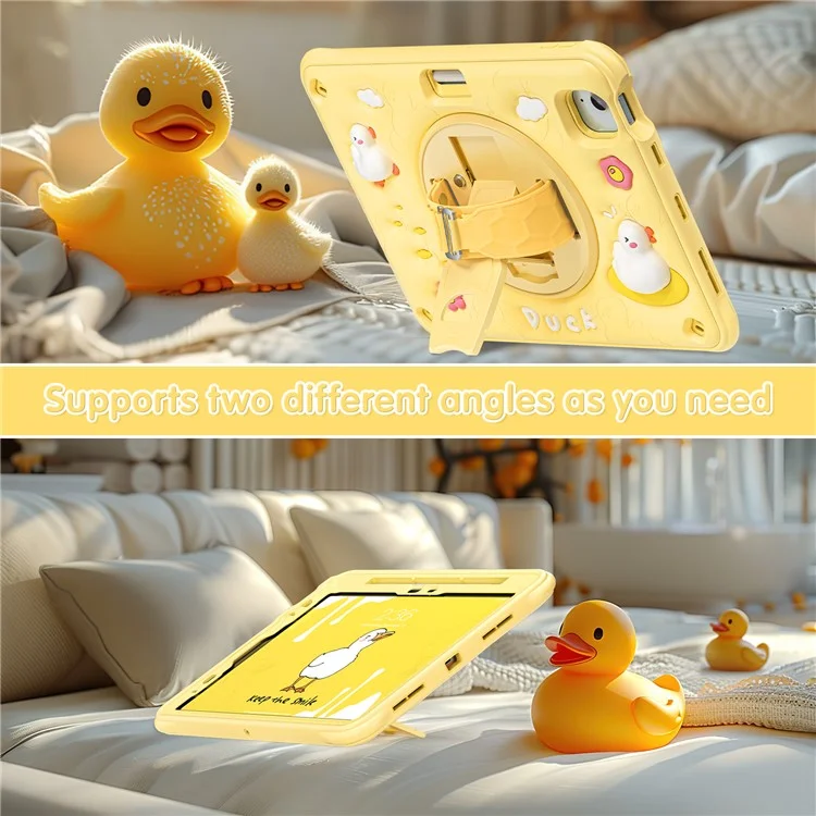 pour ipad air 11 (2024) / air (2022) / (2020) / ipad pro 11 (2022) / (2021) / (2020) / (2018) boîtier de kickstand pc + silicone + couverture tpu