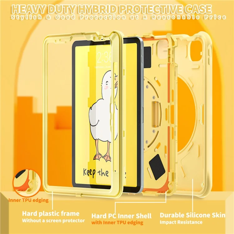 pour ipad air 11 (2024) / air (2022) / (2020) / ipad pro 11 (2022) / (2021) / (2020) / (2018) boîtier de kickstand pc + silicone + couverture tpu