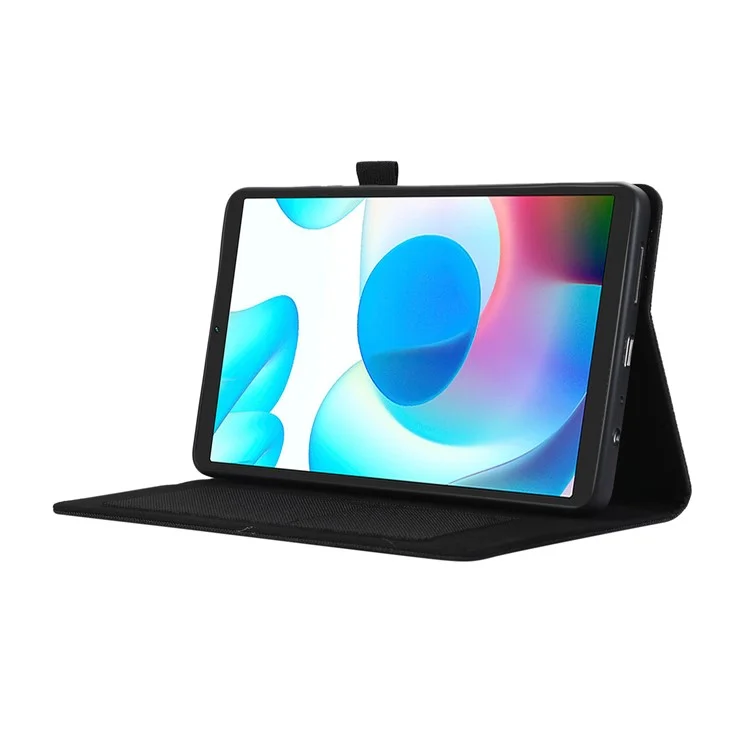 Für Xiaomi Redmi Pad SE 4G 8,7 Zoll Lederhülle Kartenfach Stofftextur Tablet-Ständer - Schwarz