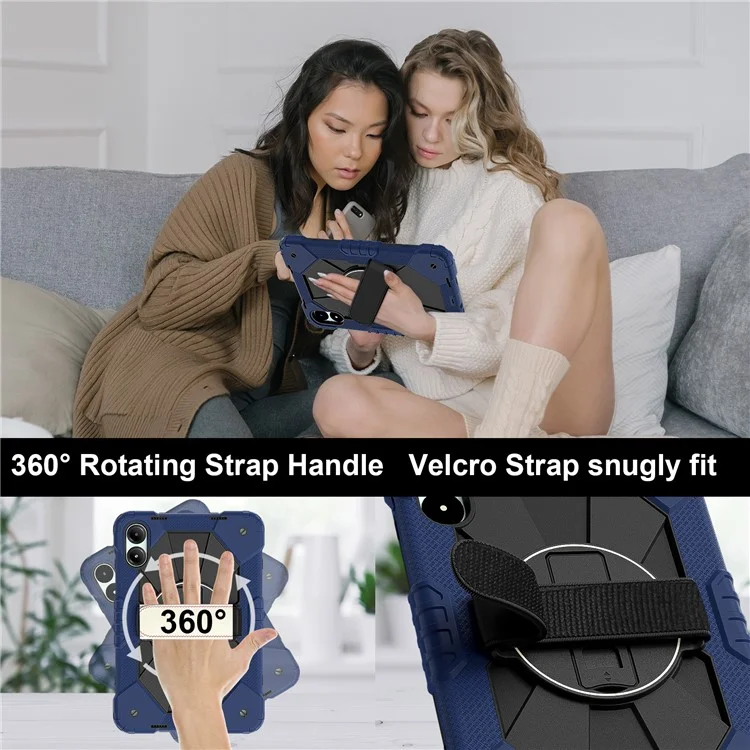 Für Xiaomi Redmi Pad Pro 5G / Pad Pro / Poco Pad 4G Hülle mit Ständer, Silikon+PC-Tablet-Cover mit Schultergurt - Navy Blau / Schwarz