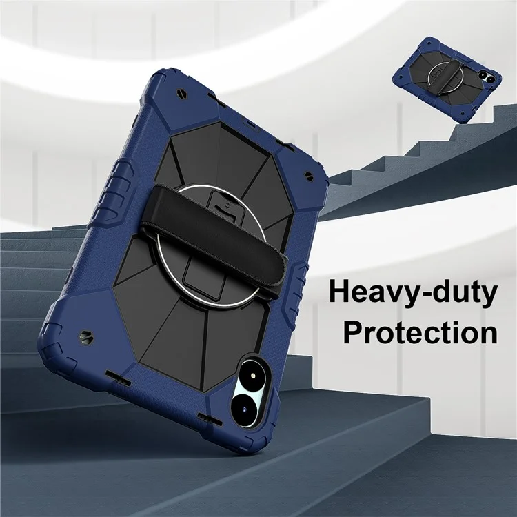 Für Xiaomi Redmi Pad Pro 5G / Pad Pro / Poco Pad 4G Hülle mit Ständer, Silikon+PC-Tablet-Cover mit Schultergurt - Navy Blau / Schwarz