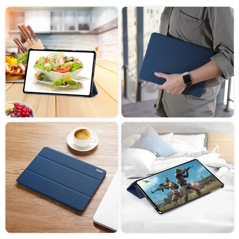 DUX DUCIS Domo Series for Lenovo Tab K11 Plus Case Tri-fold Stand Leather Cover Auto Wake / Sleep - Blue