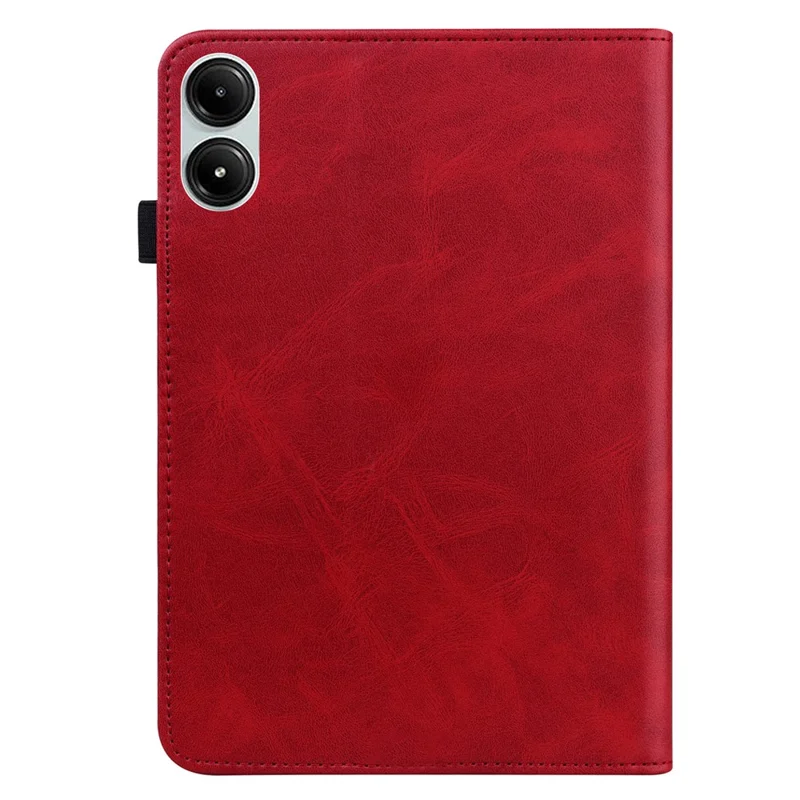 For Xiaomi Redmi Pad Pro / Pro 5G / Poco Pad 4G Case Line Imprinted PU Leather Card Holder Tablet Stand Cover - Red