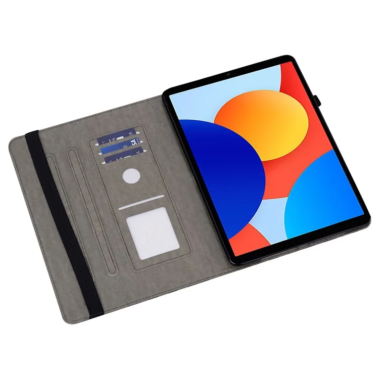 Für Xiaomi Redmi Pad SE 4G 8,7 Zoll Hülle PU-Leder Ständer Baum Hirsch Muster Tablet-Hülle - Grau