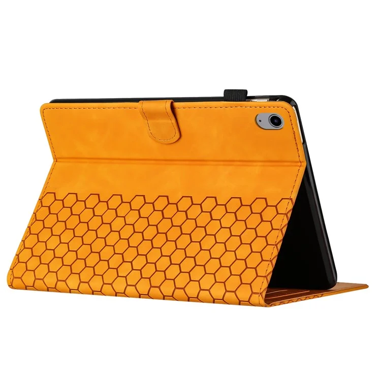 Para iPad 10.9 (2022) Case Honeycomb Printed Leather Tablet Cover com Slot para Cartão - Amarelo