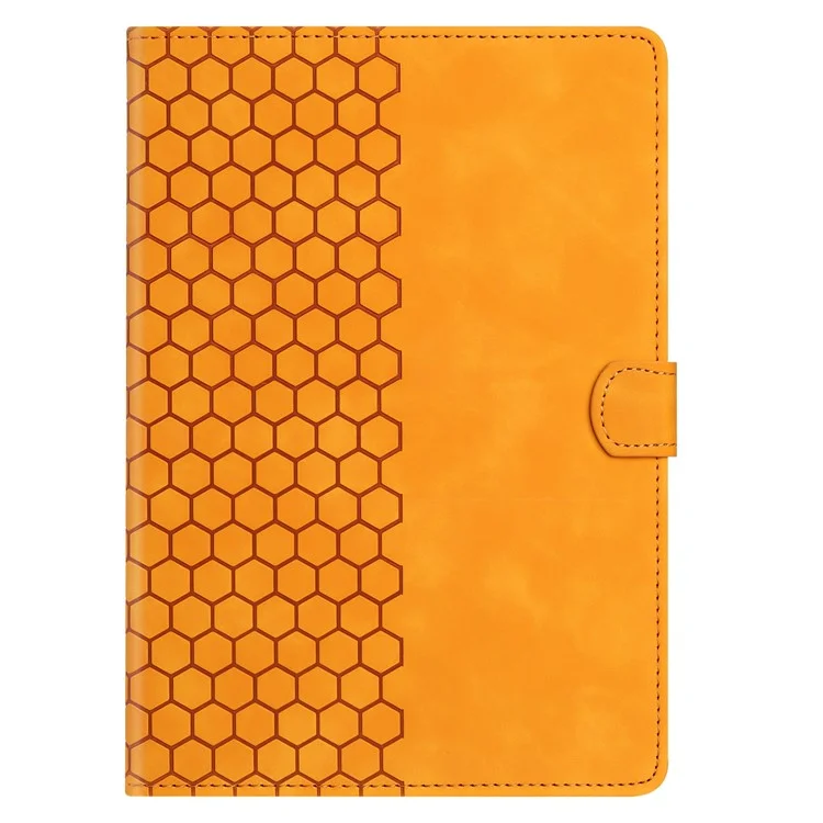 Para iPad 10.9 (2022) Case Honeycomb Printed Leather Tablet Cover com Slot para Cartão - Amarelo
