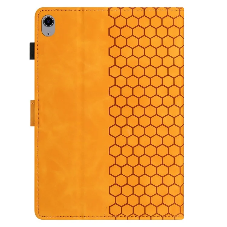 Para iPad 10.9 (2022) Case Honeycomb Printed Leather Tablet Cover com Slot para Cartão - Amarelo