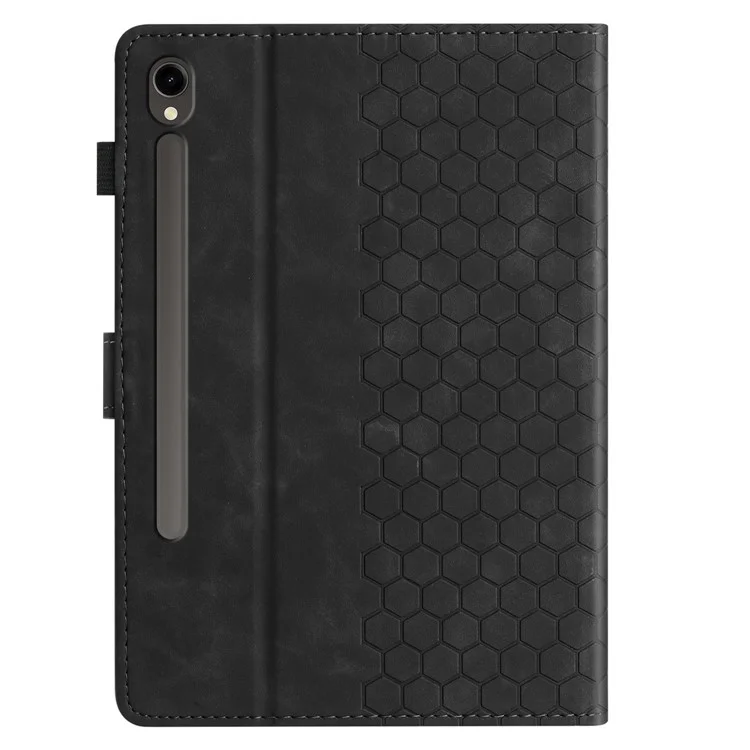 Para Samsung Galaxy Tab S9 FE / S9 Capa de Tablet com Impressão de Favo de Mel e Slot para Cartão - Preto