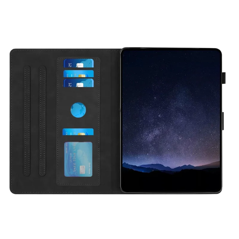 For Samsung Galaxy Tab A9+ Case Honeycomb Printed Leather Tablet Cover with Card Slot - Black